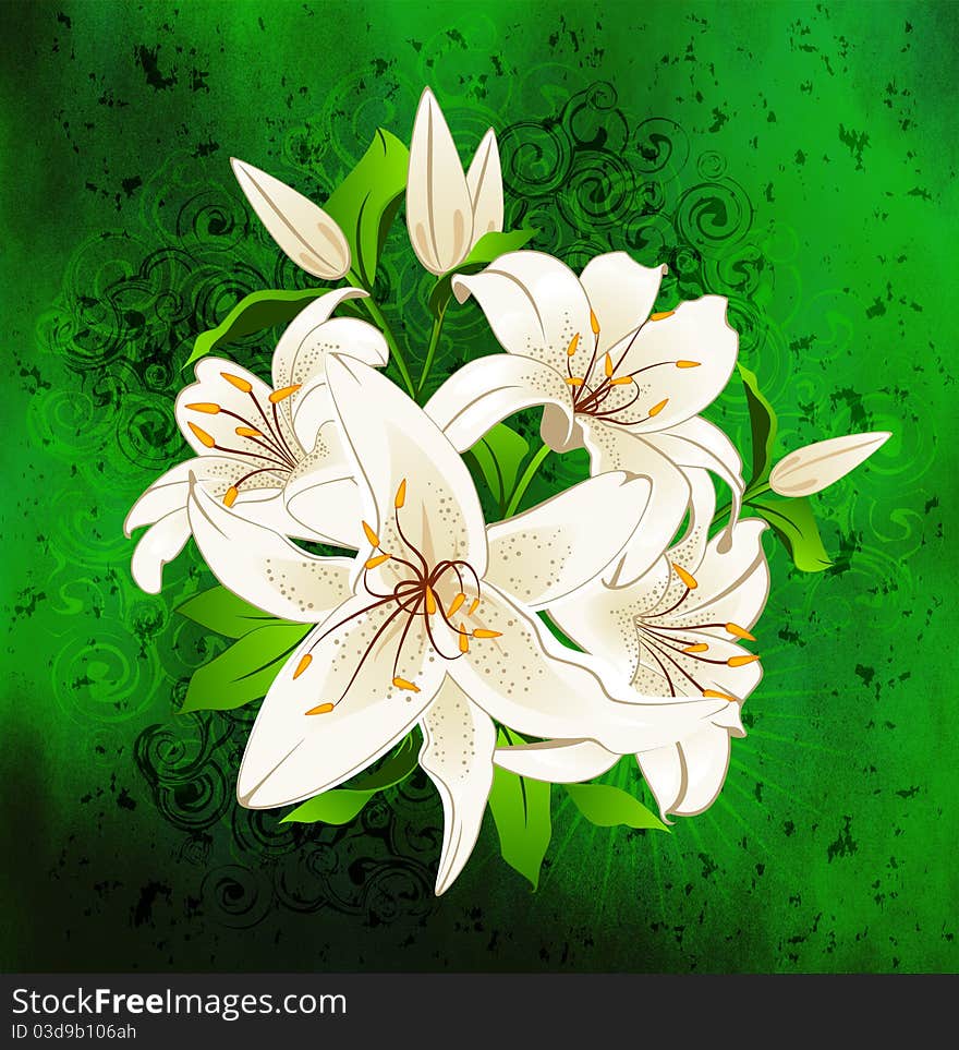 Abstract light background with flowers for a design