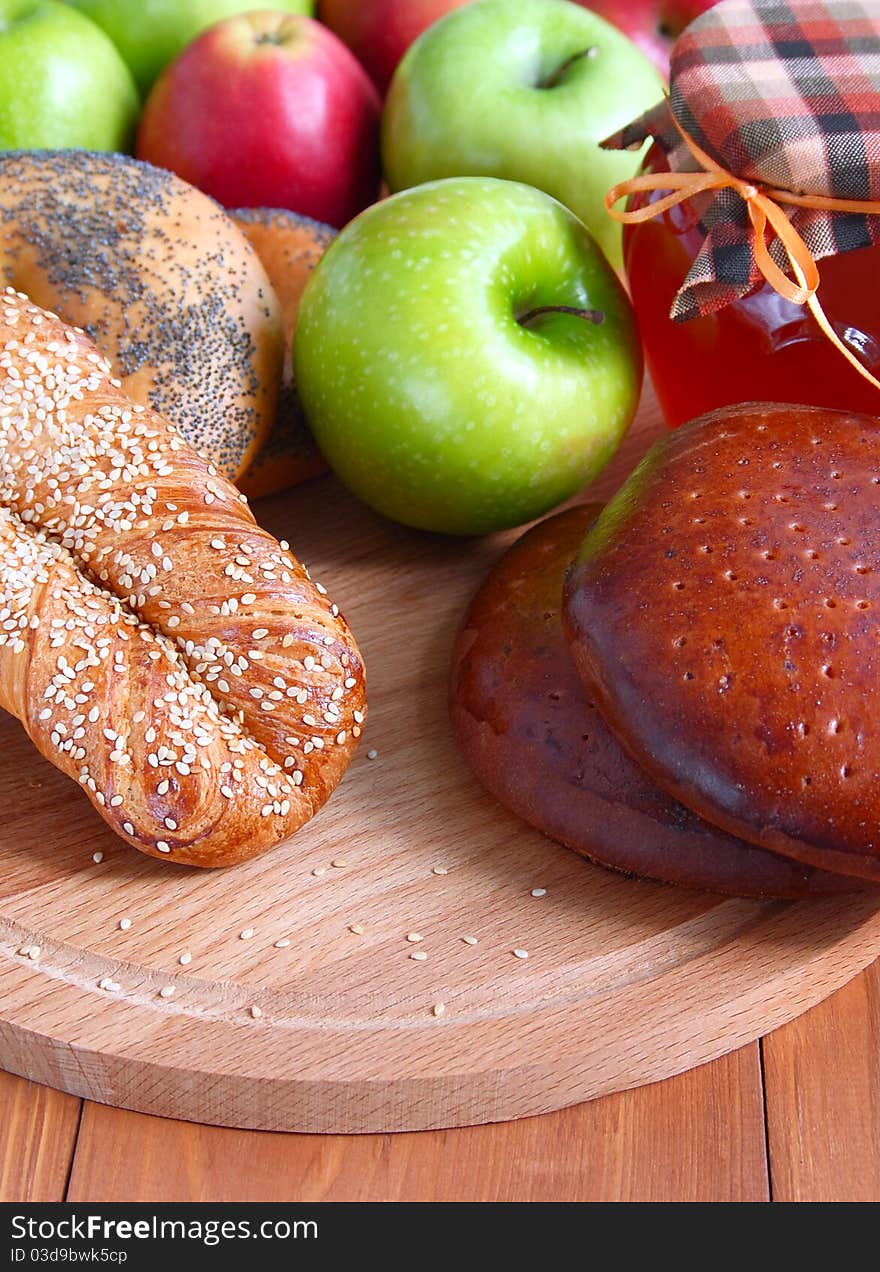 Baking, apples and honey.