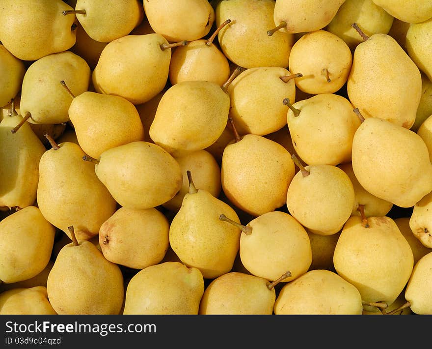 Conference pairs for sale at a market stall. Conference pairs for sale at a market stall