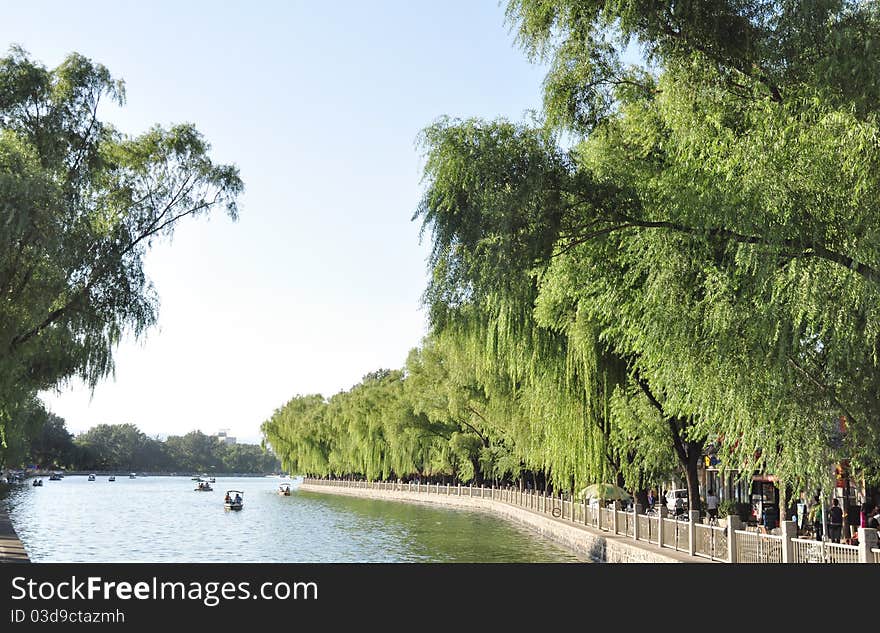 A lake in the city center of Beijing, China. A lake in the city center of Beijing, China.