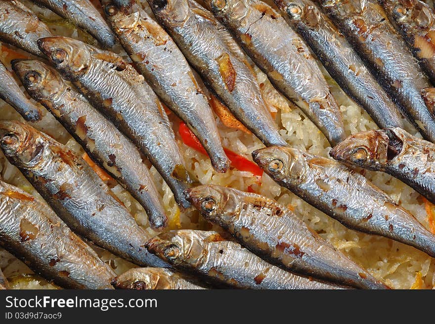 Roasted sardines