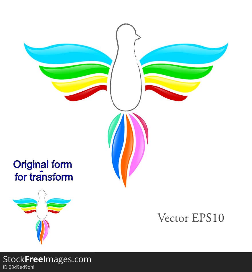 Rainbow bird logo - vector