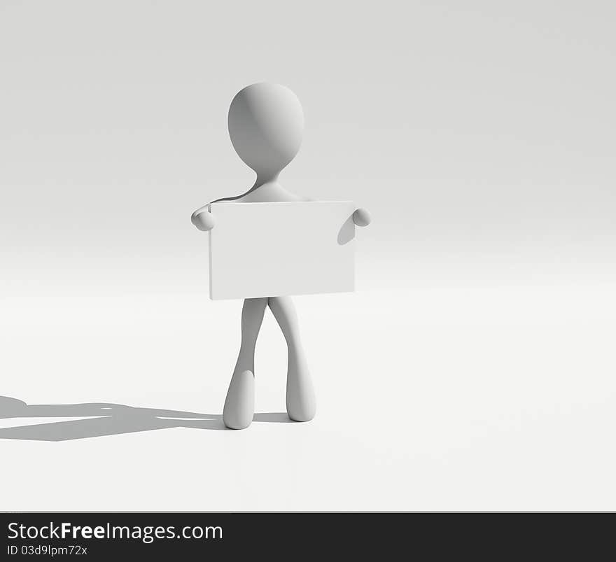 White figure with empty board