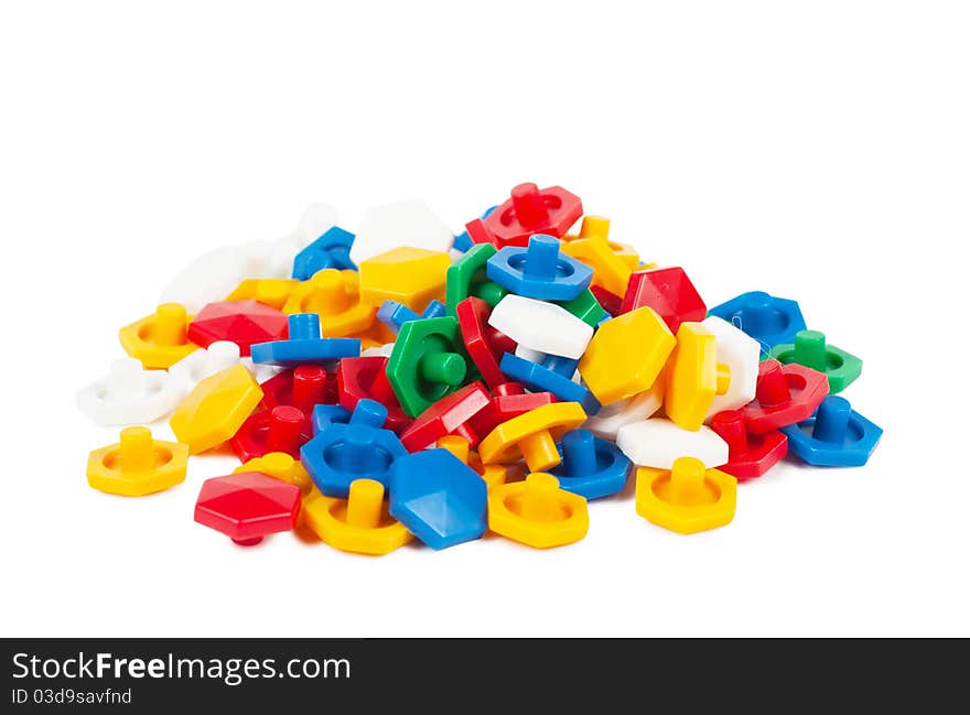 Plastic mosaic blocks on white background. Plastic mosaic blocks on white background