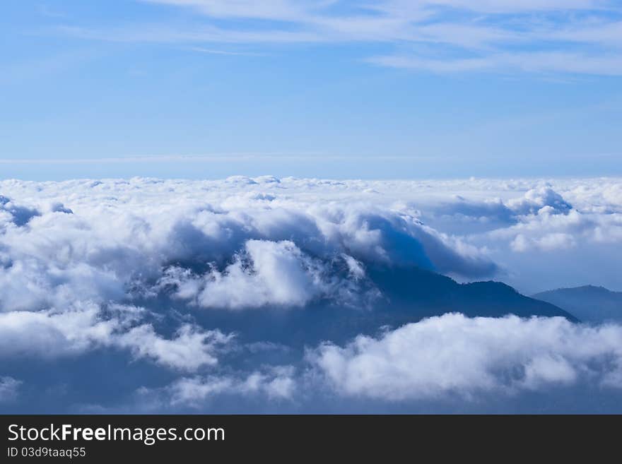 Clouds over the mountains.