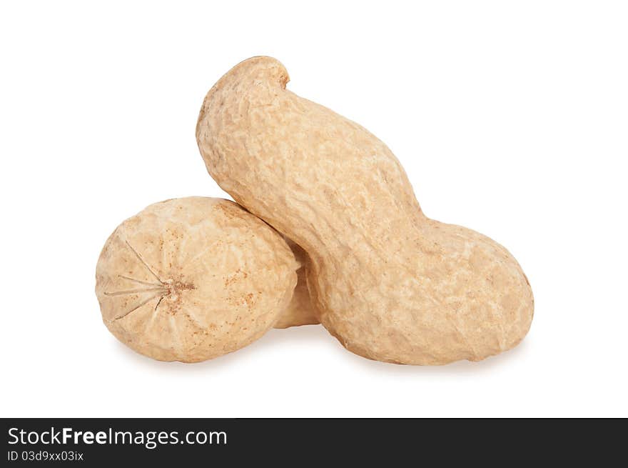 Peanuts in the shell on a white background. Peanuts in the shell on a white background.