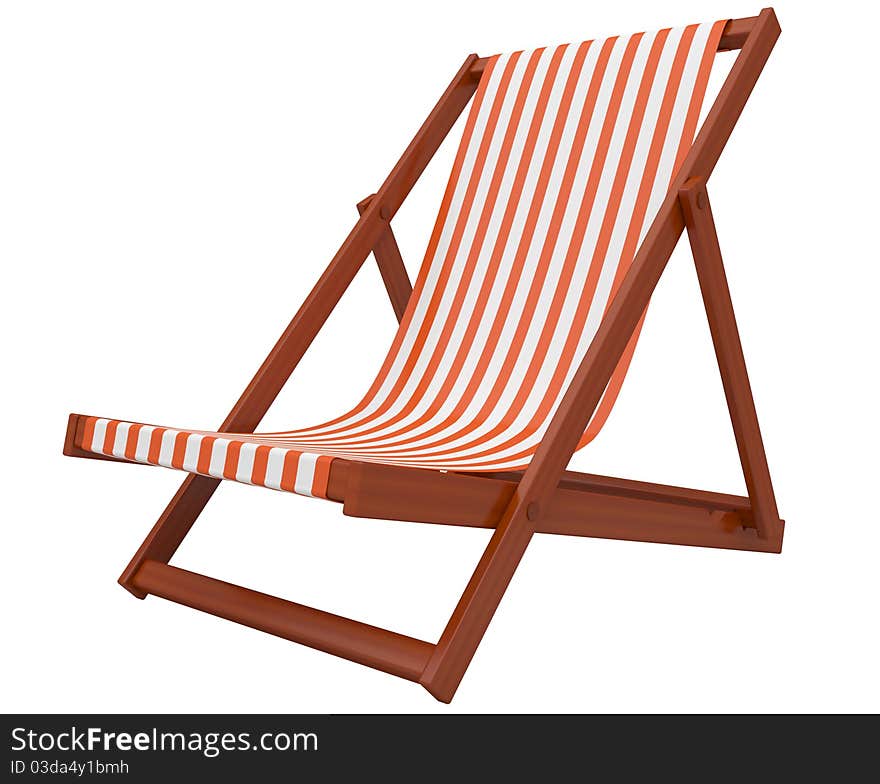 Wooden collapsible chaise lounge for rest isolated on a white background