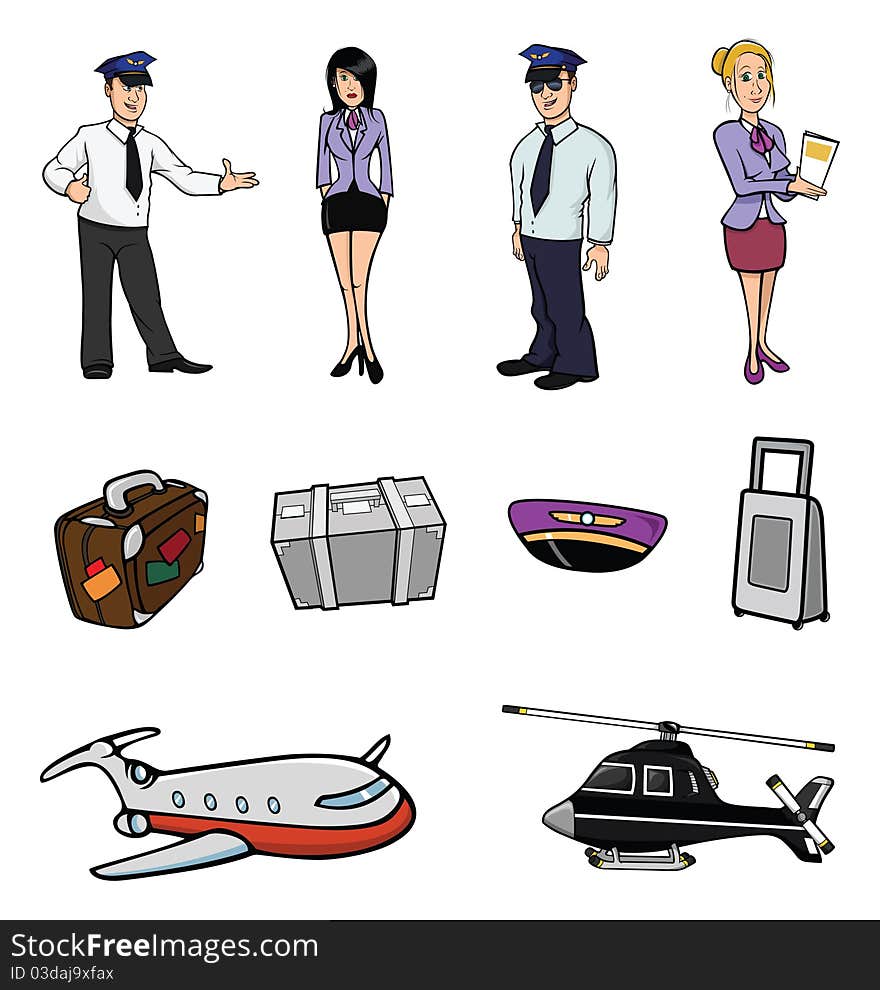 Cartoon illustration of an airport collection