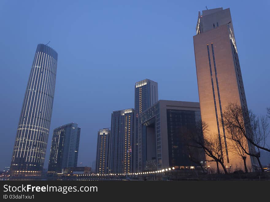 Several modern tall buidings standing in the city. Several modern tall buidings standing in the city