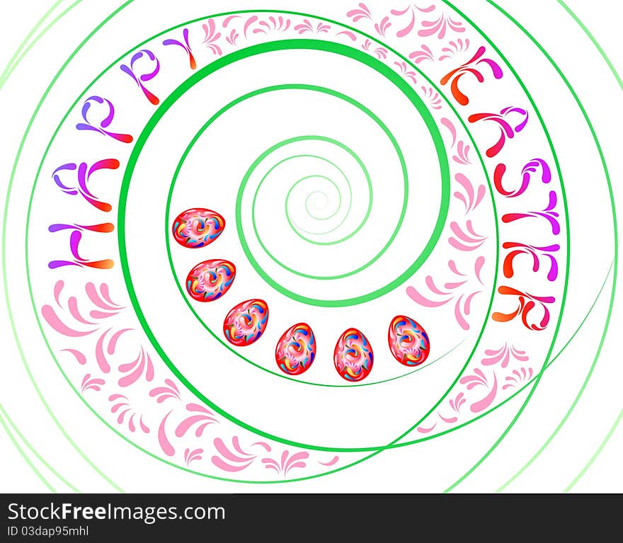 Festive Easter background with eggs and curlicues. Festive Easter background with eggs and curlicues