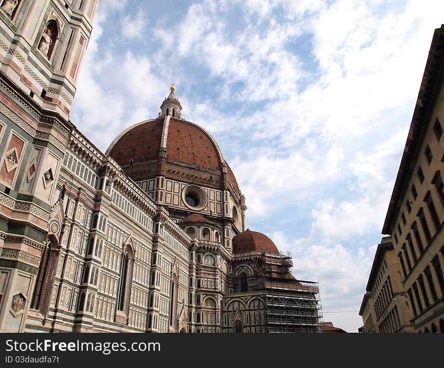 The dome of the Florence Duomo with blue sky (Florence, Italy) Europe. The dome of the Florence Duomo with blue sky (Florence, Italy) Europe