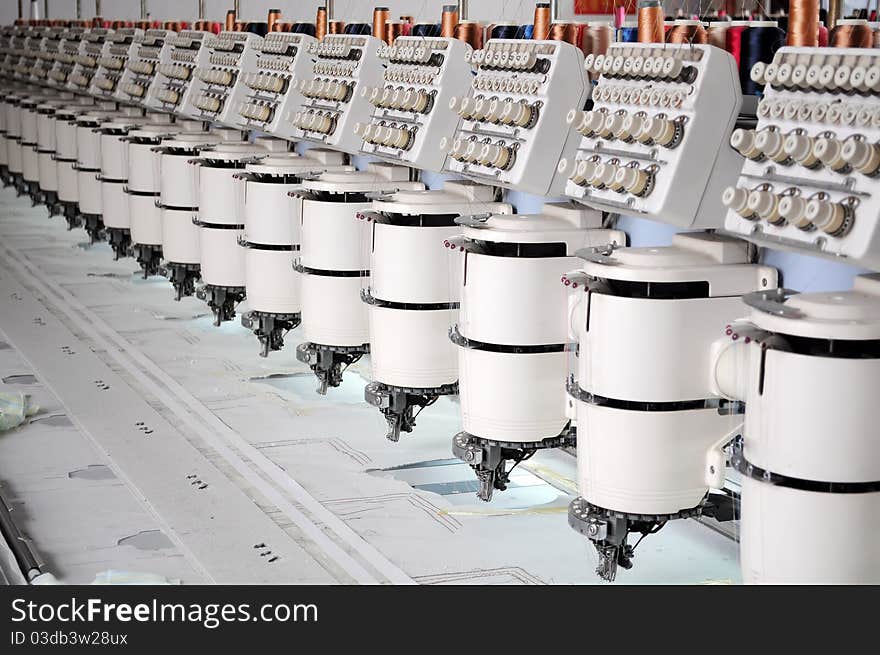 Automated textile machine and textile staff  in 
Textile Workshop , taken in china