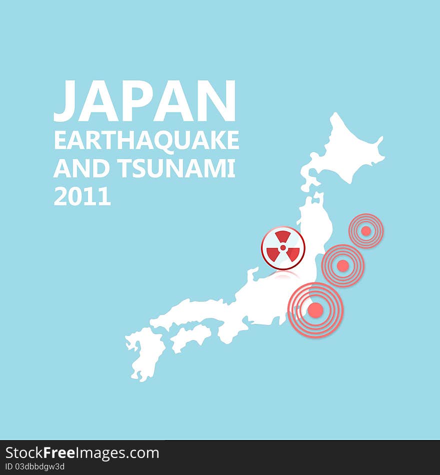 Japan map and seismic epicenter. Help japan theme