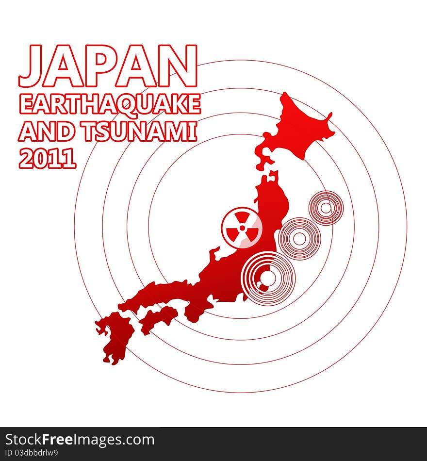 Japan map with seismig epicenter isolated