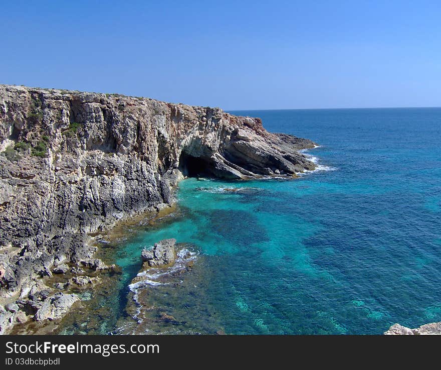 Clear blue waters in the south of Malta. Clear blue waters in the south of Malta