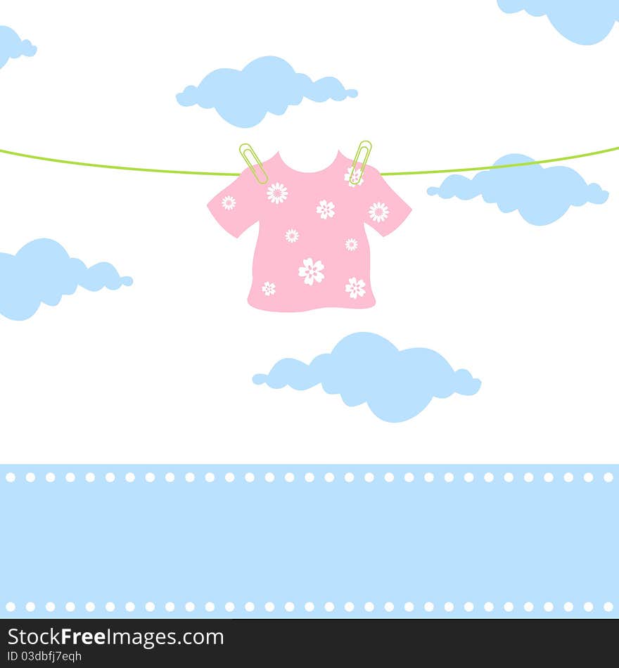 The children clothes hang on a cord. A illustration