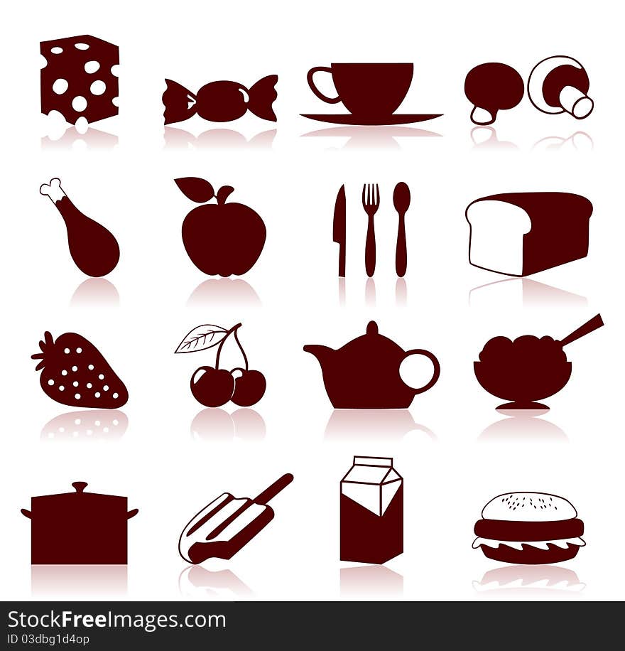 Collection of icons on a meal theme. A illustration. Collection of icons on a meal theme. A illustration