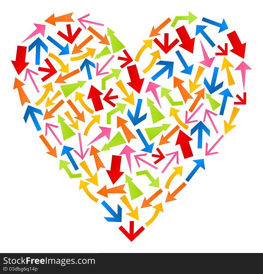 Heart from arrows on a white background. A illustration