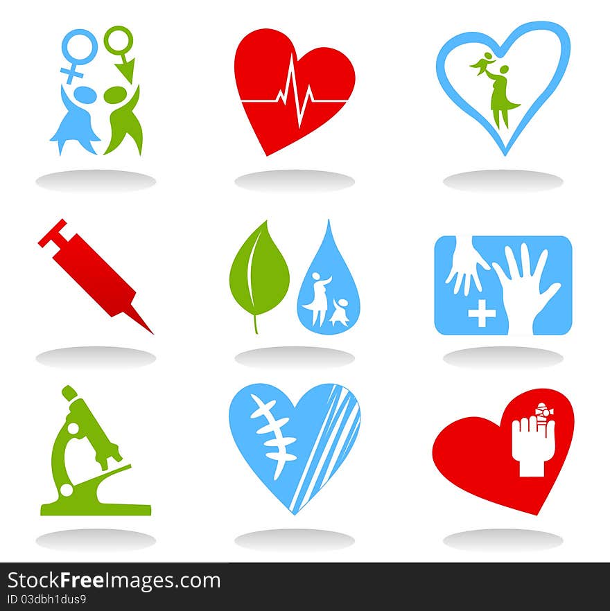 Collection of icons on a medical theme. A illustration. Collection of icons on a medical theme. A illustration