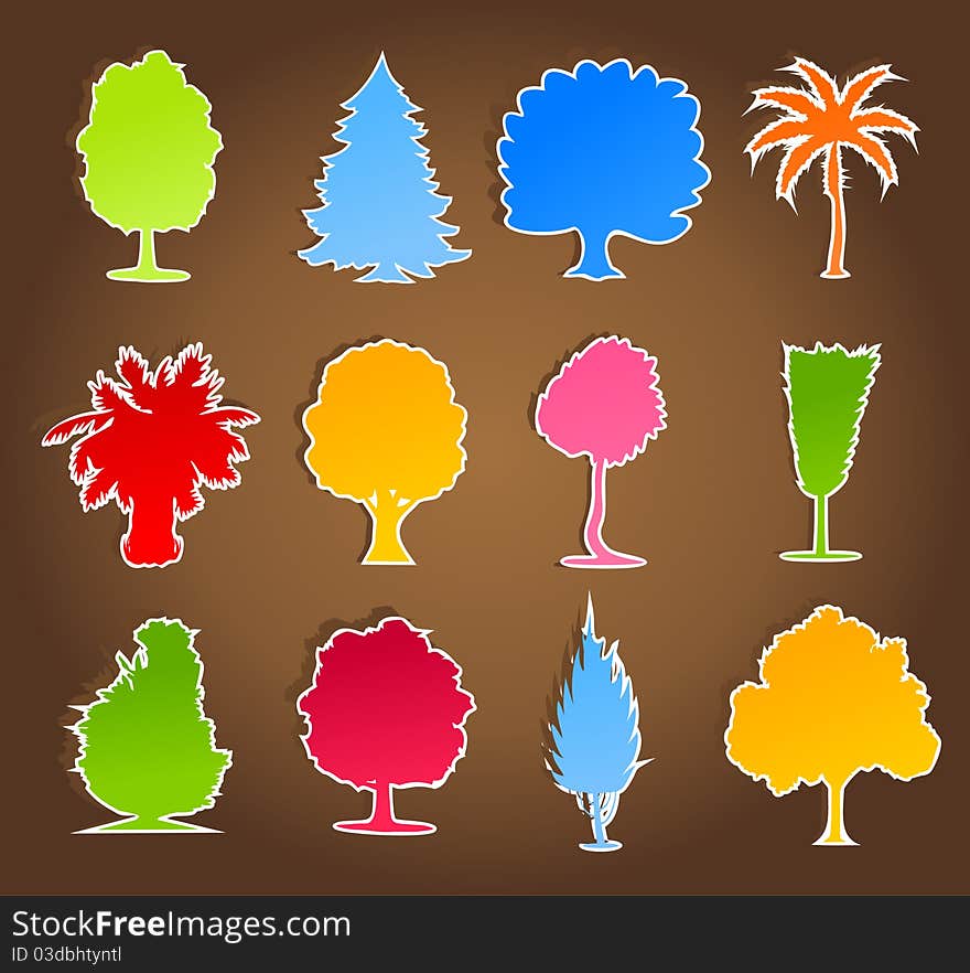 Set of icons of trees. A illustration. Set of icons of trees. A illustration