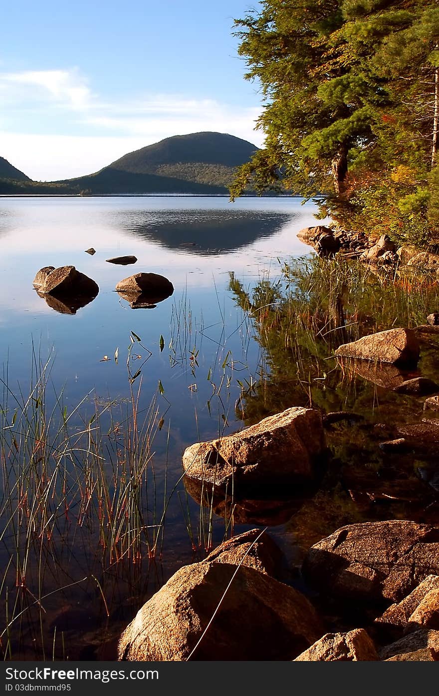 Acadia National Park, Jordan Pond, early in the morning.