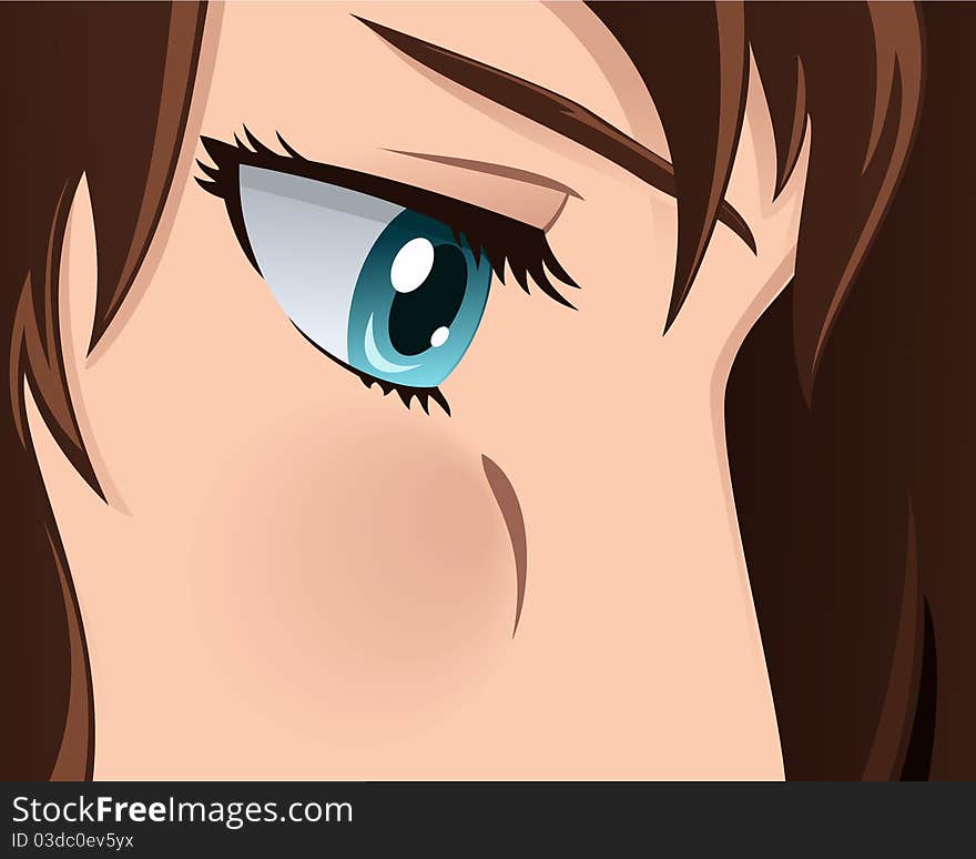 This is an illustration of a closeup on a girl's face. This is an illustration of a closeup on a girl's face