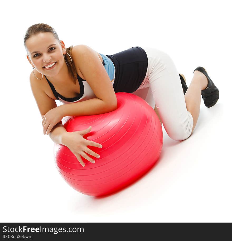 Young woman with exercise ball