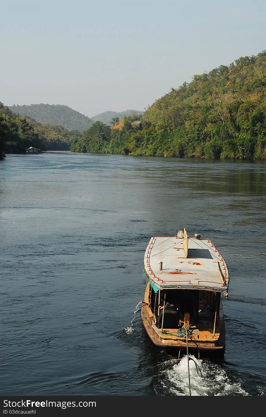 Boat river in hill Thailand