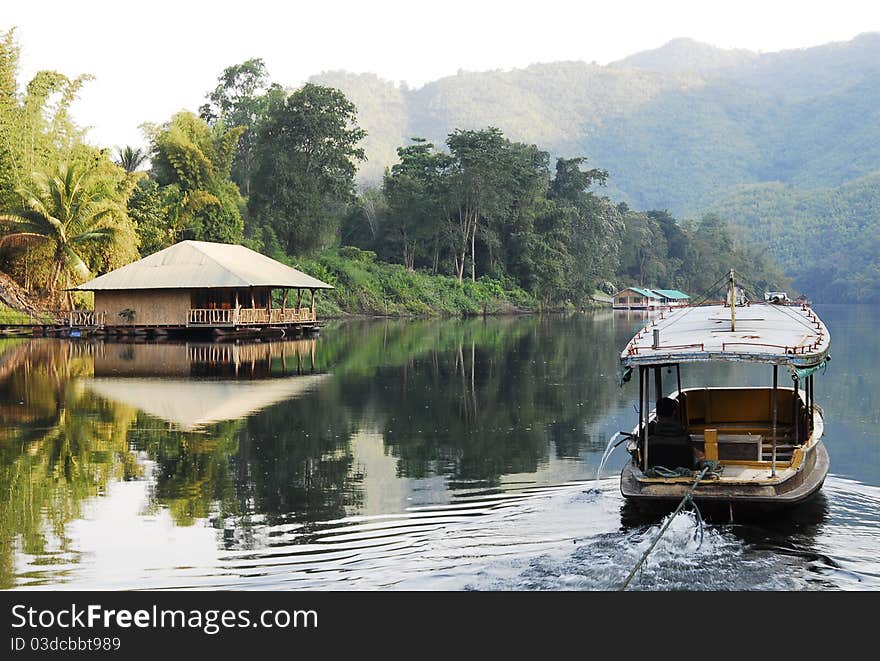 Boat river in hill Thailand