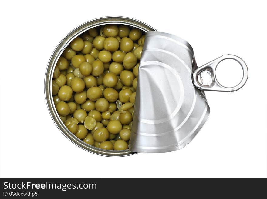 Green peas in a bowl with a fork and spoon