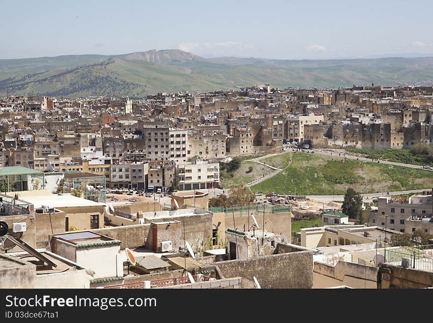 Cityline of Fes in Marocco