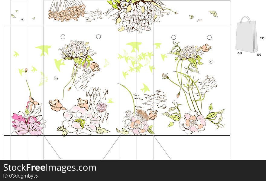 Template For Bag With Flowers