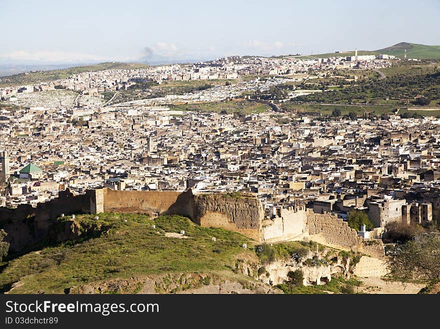 Cityline of Fes in Marocco