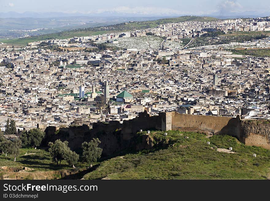 Cityline of Fes in Marocco