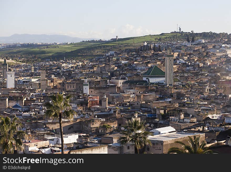 Cityline of Fes in Marocco