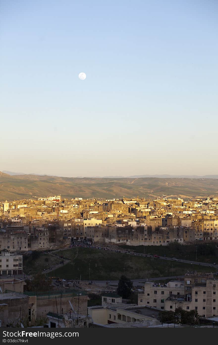 Cityline of Fes in Marocco