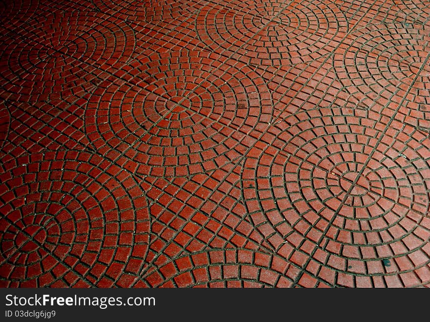 Red footpath in circle shape