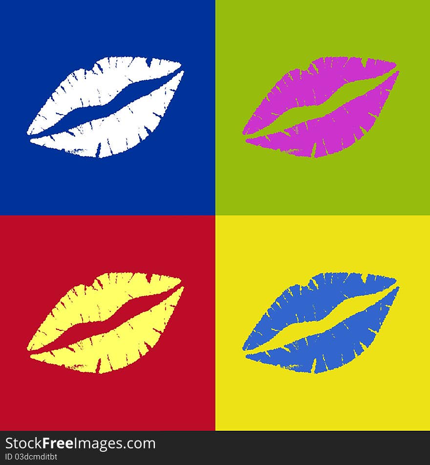 Vectored Lipstick Kiss Retro in many colours