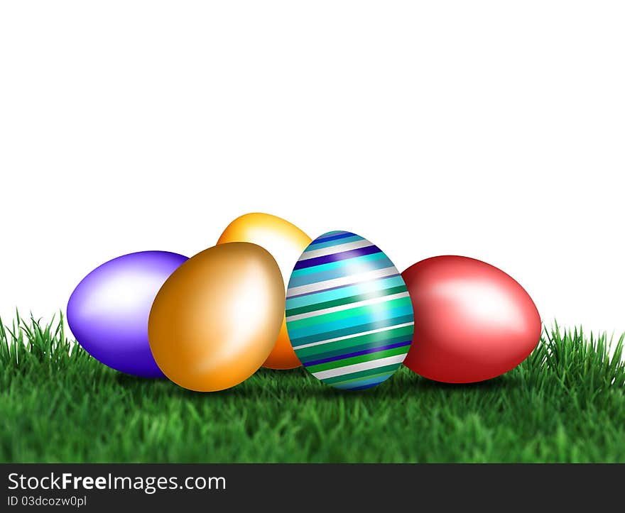 Colorful Eggs On The Meadows