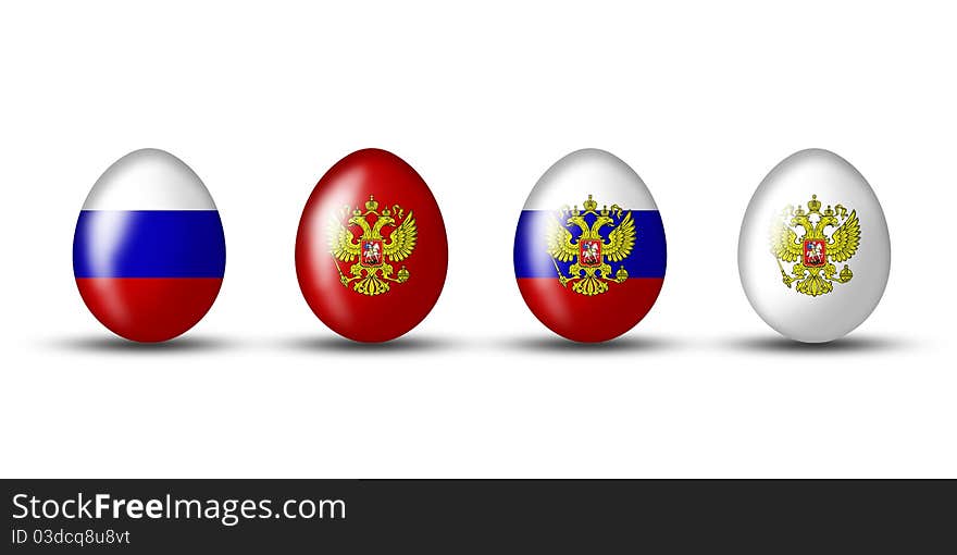 Eastereggs with a russian flag on a white background. Eastereggs with a russian flag on a white background