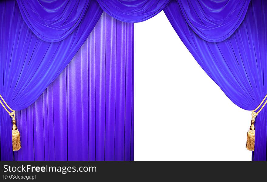 Blue curtain of a classical theater. Blue curtain of a classical theater