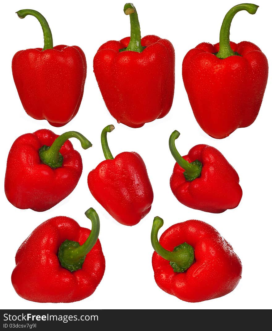 Muliple peppers isolated