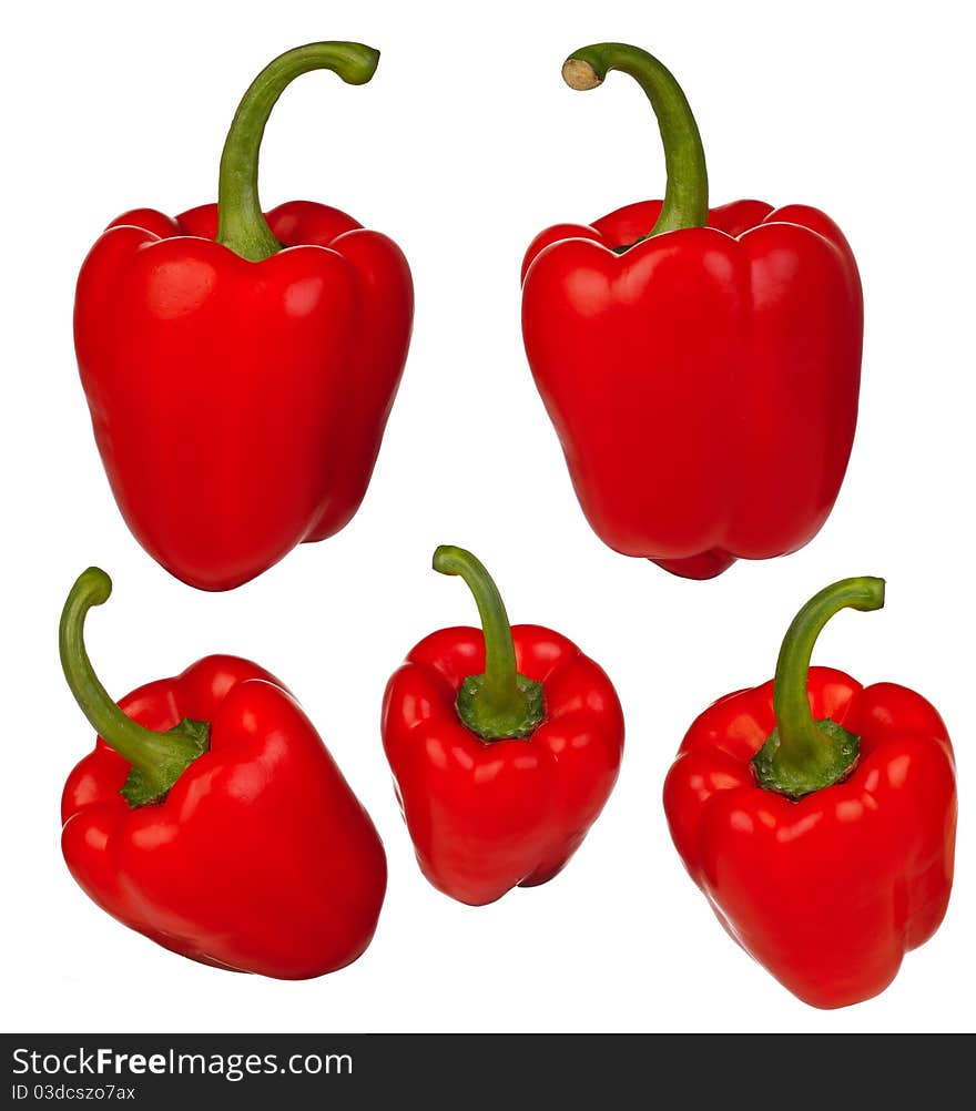 Muliple peppers isolated - set