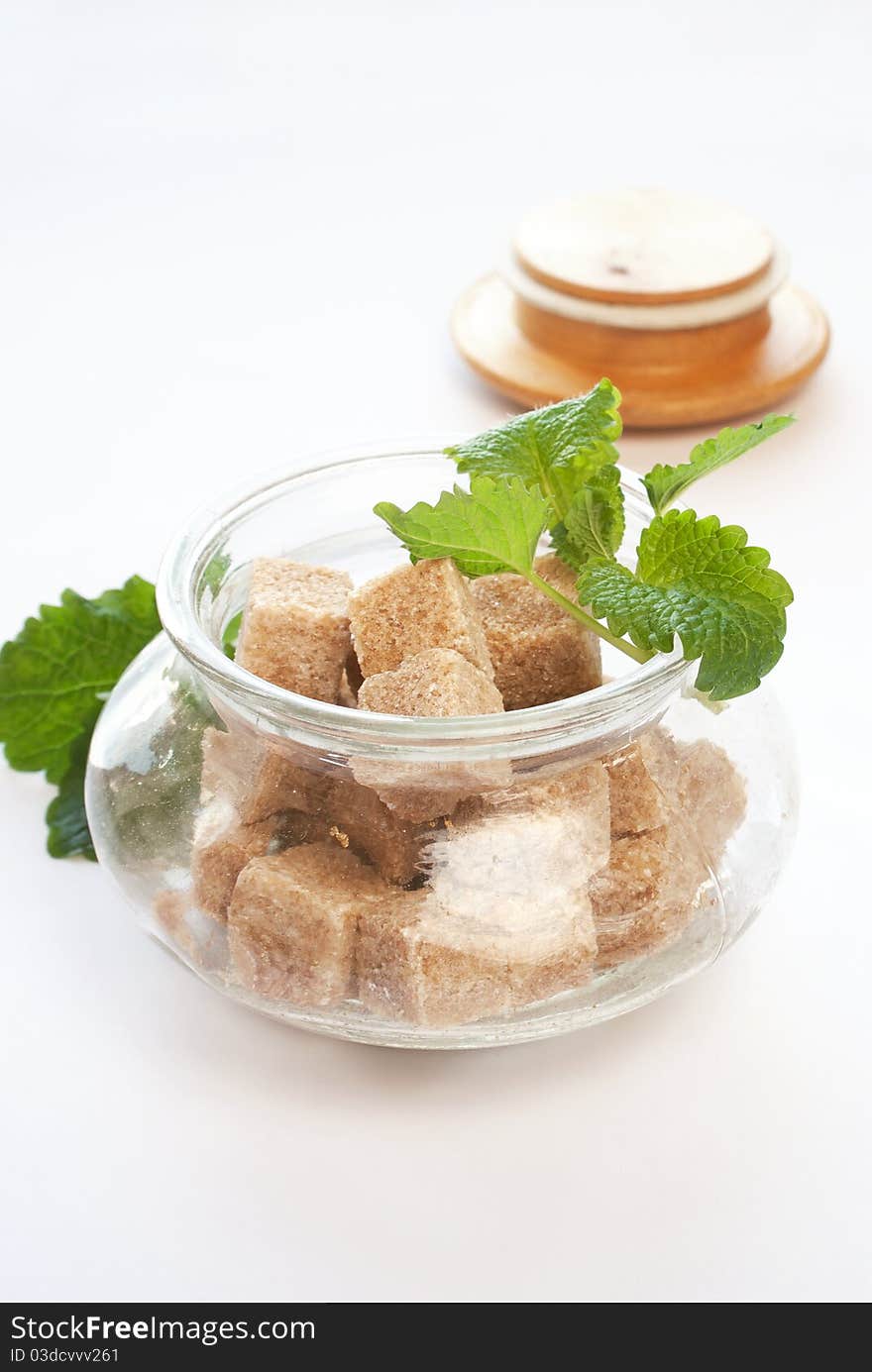 Brown sugar in glass bowl