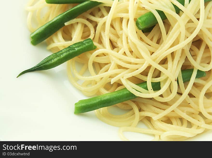 Simlpe pasta, spaghetti with asparagus. Simlpe pasta, spaghetti with asparagus