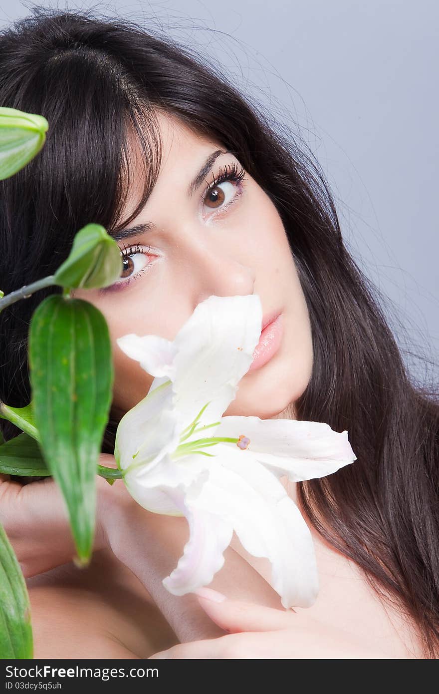 Beautiful Woman With Lily