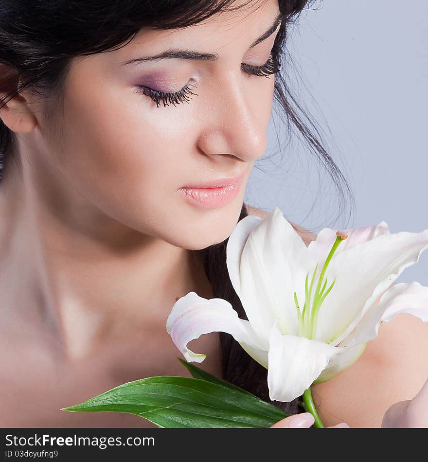 Beautiful Woman With Lily