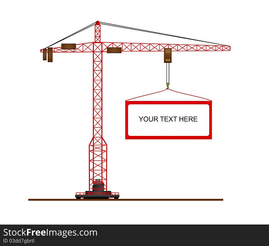 Isolated crane with panel for sample text, vector format. Isolated crane with panel for sample text, vector format