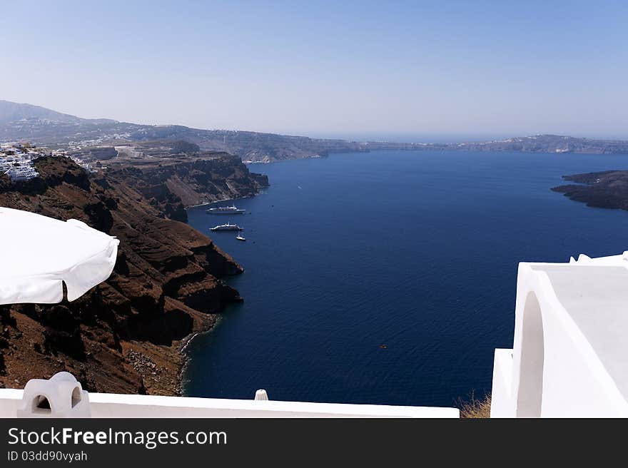 Gorgeous view of romantic Santorini's coast. Greece.