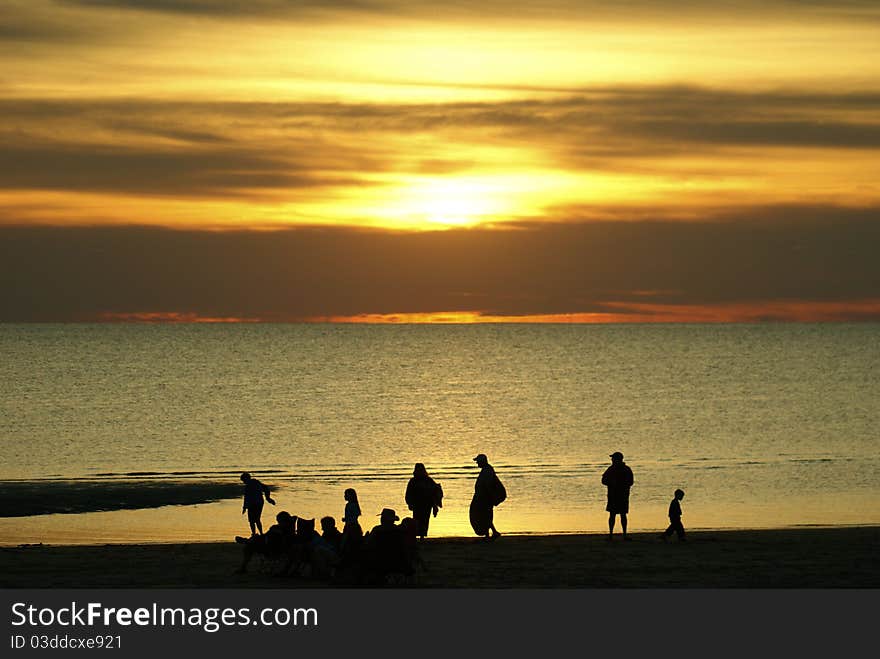 Silhouettes against the sunset at First Encounter Beach, Cape Cod